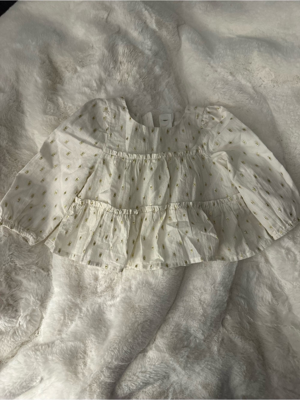 GAP Cream Tiered Blouse with Gold Dot Accents 6-12 mos